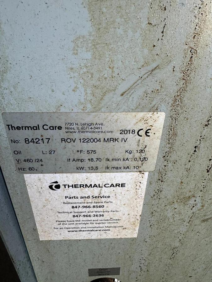 Used THERMAL CARE  Oiltherm ROV 122004 Mark IV