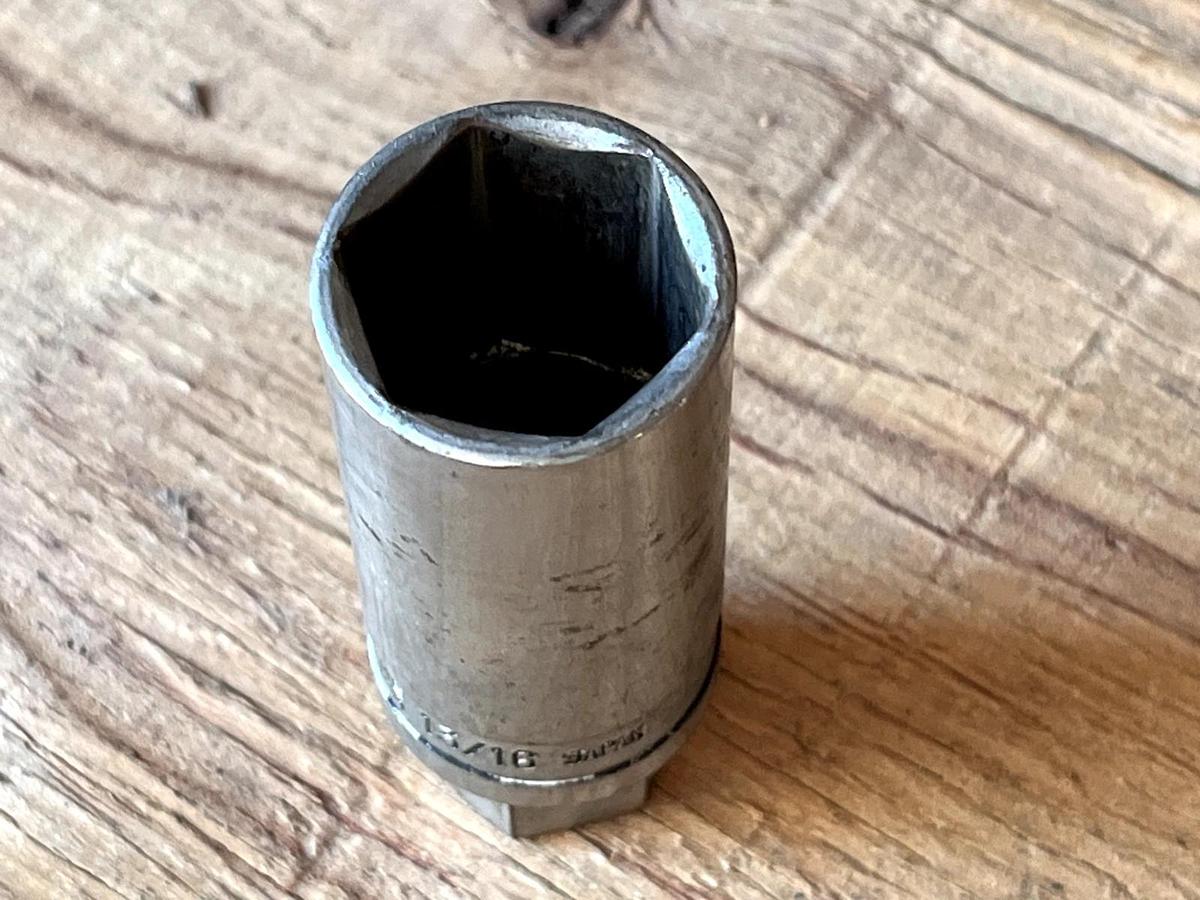 Used Chrome Vanadium Spark Plug Socket Crew Line 1/2" Square Drive 13/16" Japan