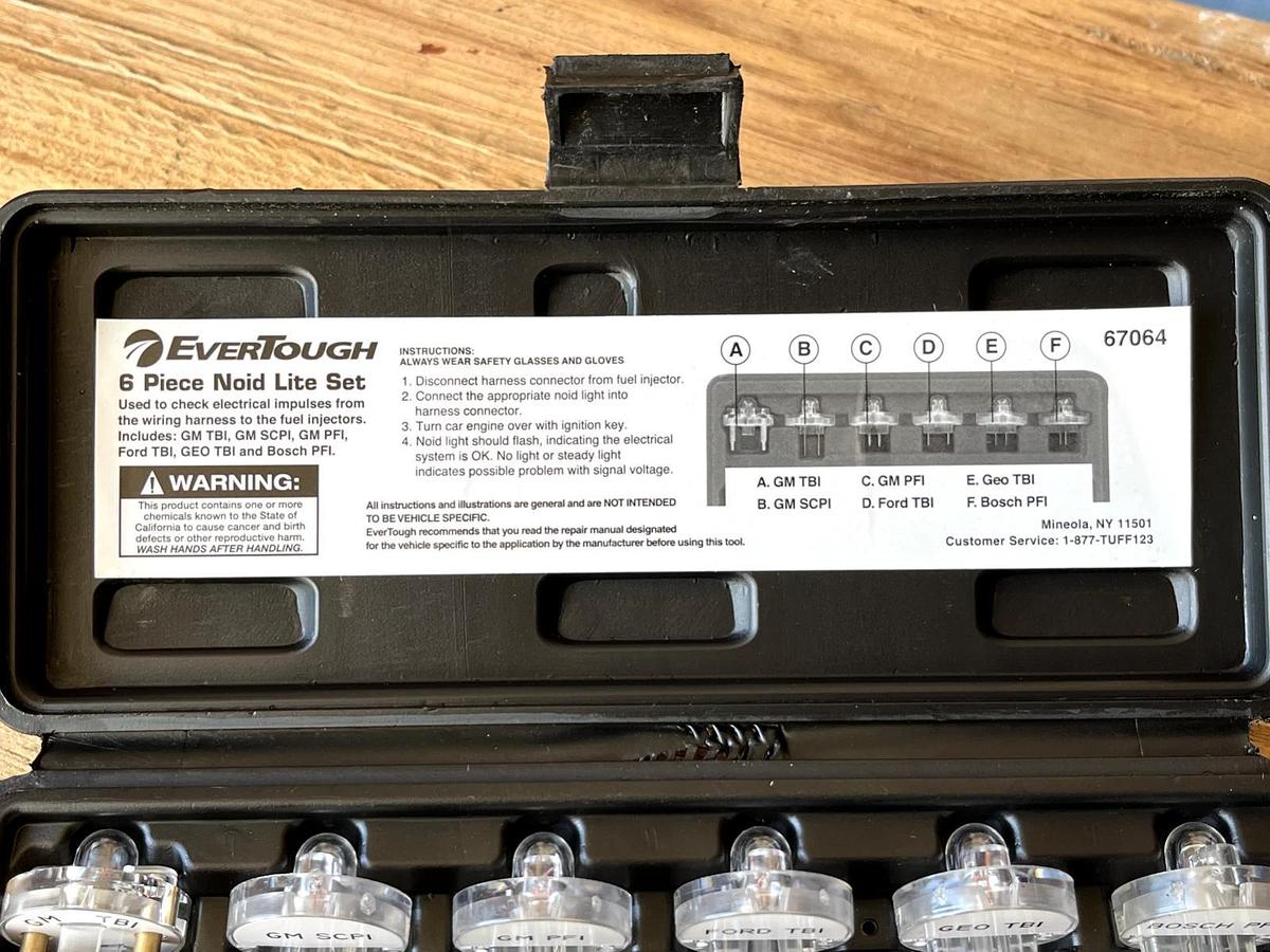 Used EverTough 6PC Electronic Fuel Injection And Signal Noid Lite Tester Set