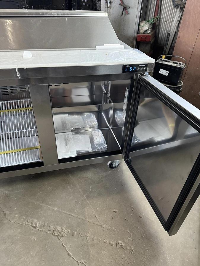 Blue Air BLPT72-HC 72" Three Section Sandwich Prep Table, 20.2 cu. ft.