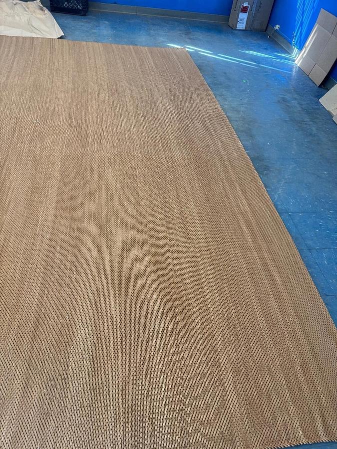 Used Prairie Twill  brown leather rug NEW HANDMADE 13' x 161" Retails for $80,000