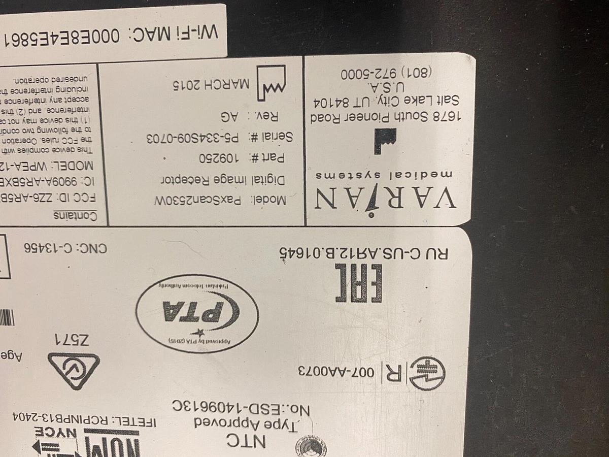 Used Paxscan 2530W Digital image Receptor panel Varian