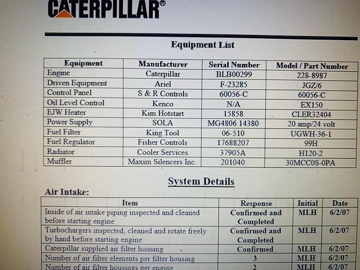 Used Caterpillar 3616 gas engine.