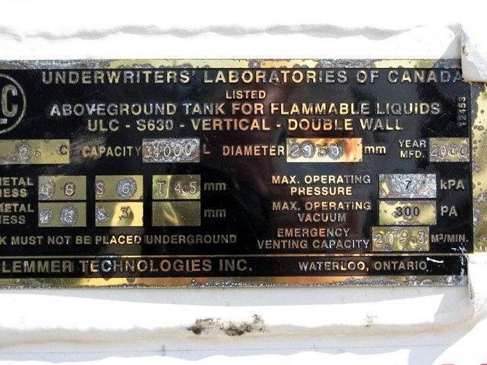 D'occasion USED 8980 GALLON TANK, CARBON STEEL, ULC VAC-U-TEST DOUBLE WALL