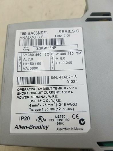 Used ALLEN BRADLEY 160-BA06NSF1 SER C