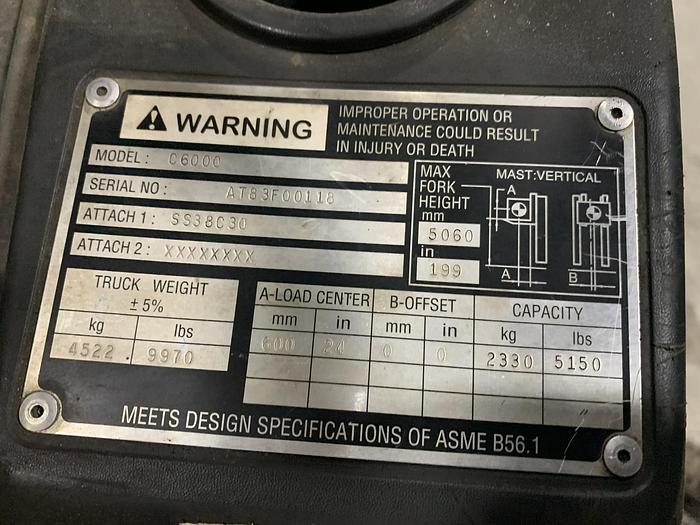 Used CATERPILLAR 6000 POUND MODEL C-6000 SOLID TIRE PNEUMATIC (FRONT) TIRES WITH SIDE SHIFT