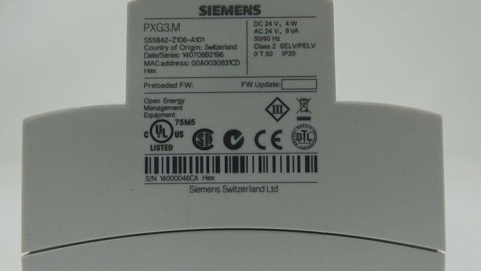 Used Siemens   PXG3.M S55842-Z106-A101 BACnet router.