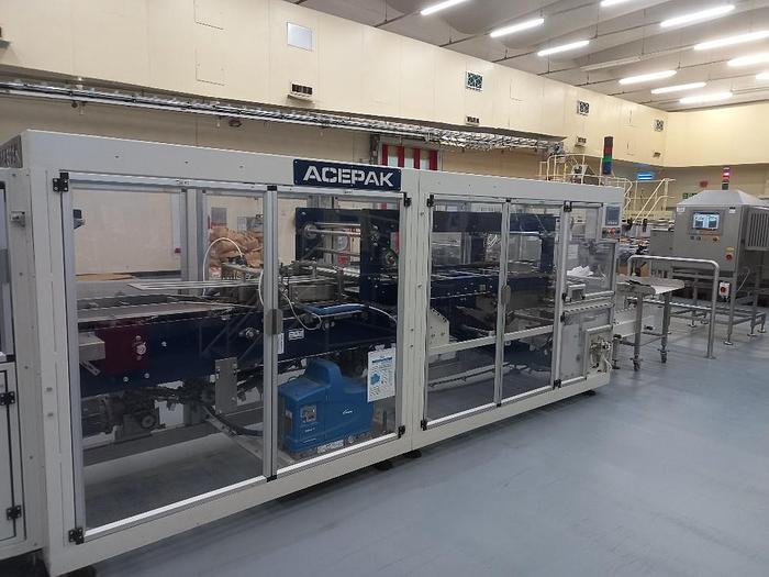 Used 2016 Acepak  TR30 + PAFB automatic Tray Erector and Shrinkwrapper