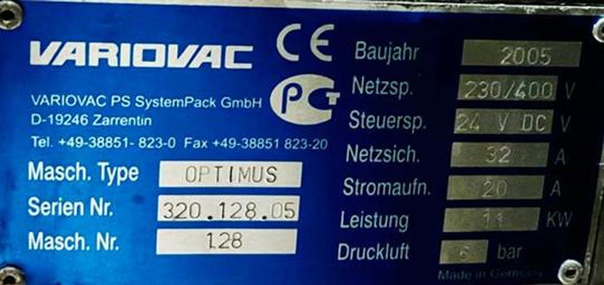 Used VARIOVAC OPTIMUS THERMOFORMER
