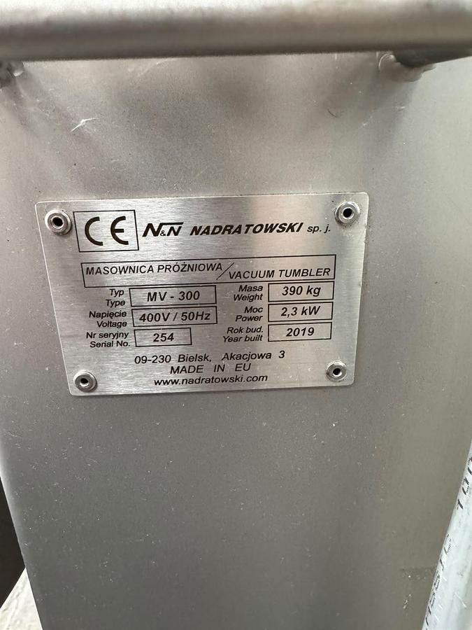 Used 2019 N&N nadratowski MV-300 tilting vacuum tumbler.