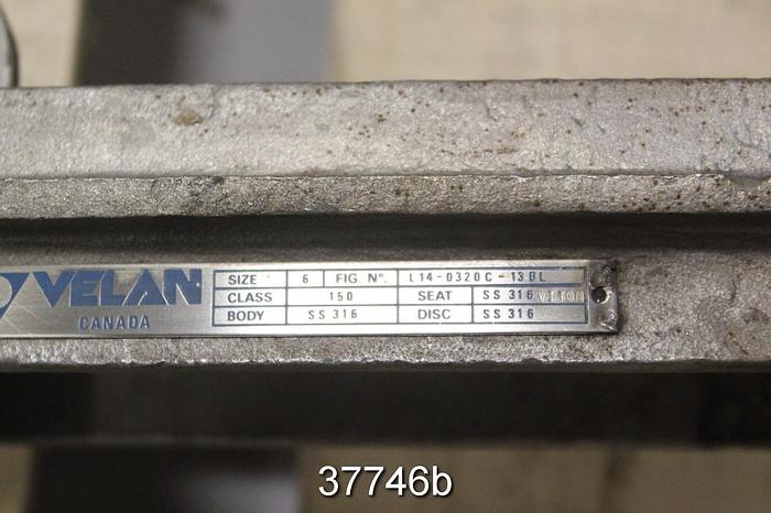 Used Velan 6" Hand Operated Knife Gate Valve, L14-0320C-13BL #37746