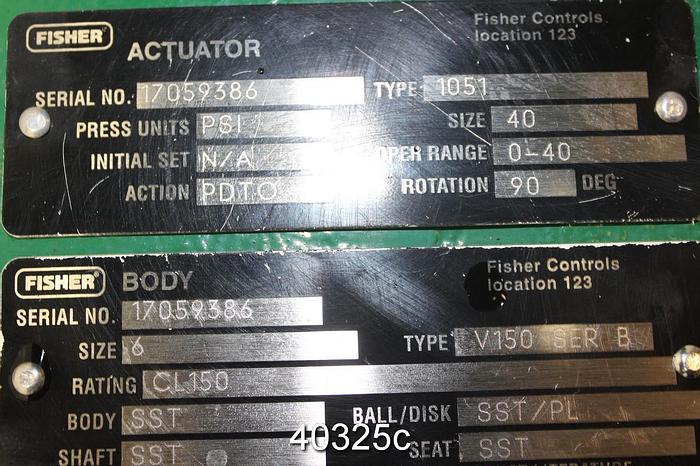 Used Fisher V150 6" Vee Ball Control Valve #40325