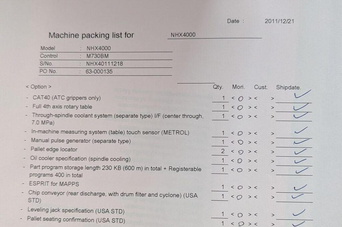 Used Mori Seiki NHX4000
