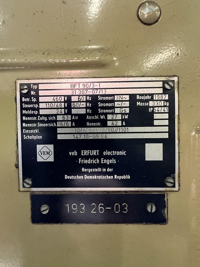 Used 1987 Union BFT 90/3-1