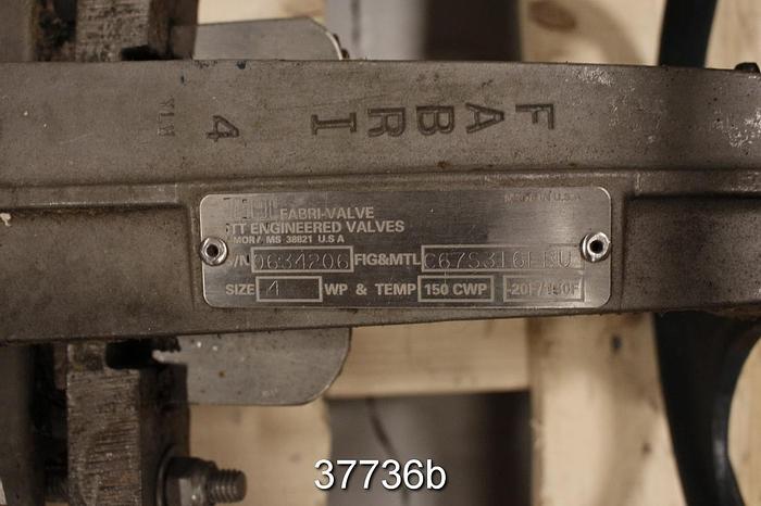 Used Fabri 4" Hand Operated Knife Gate Valve, C67 #37736