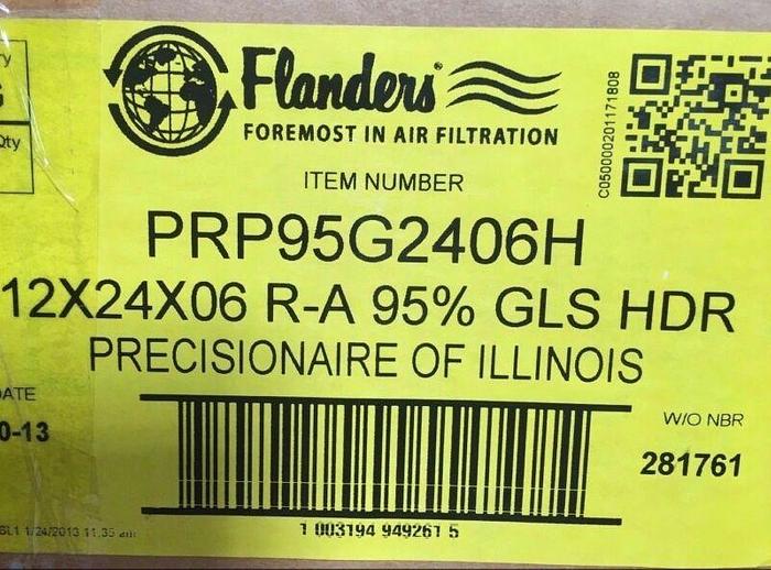 Used Flanders Rigid-Air  - 12'' x 24'' x 6'' - Rigid Air Filters - PRP95G2406H Qty :1