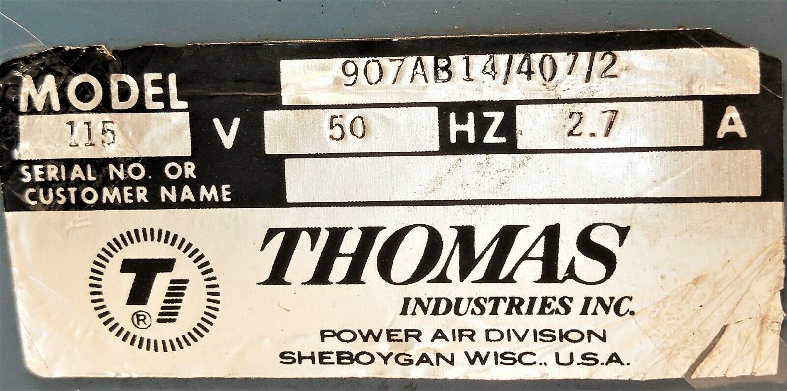 Used Thomas 907AB14/407/2 Air Compressor
