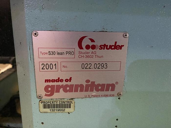 Used 2001 Studer S30 Lean Pro CNC OD Cylindrical Grinder