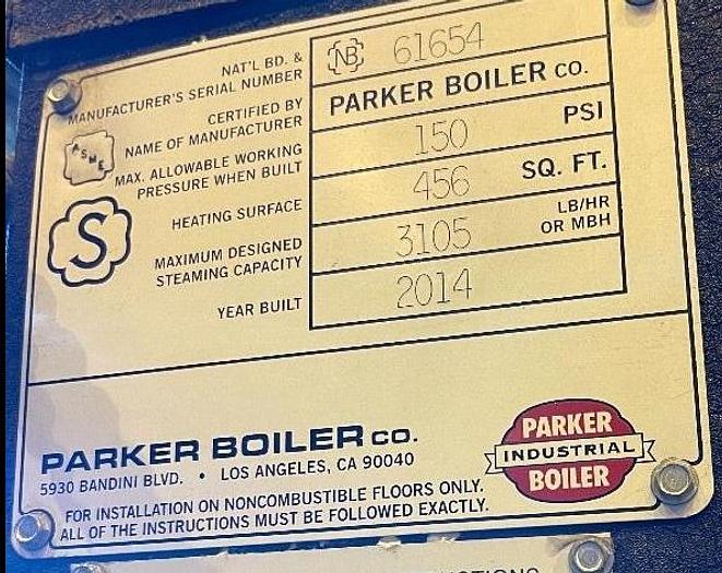 Parker 90 HP Steam Boiler used 