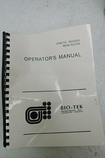 Used Bio-Tek Instruments EL 312e Bio-Kinetics Microplate Reader with Manual