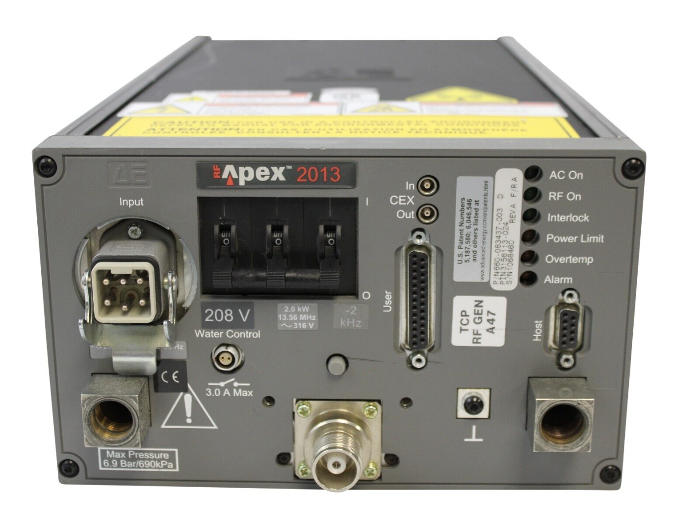 Used Advanced Energy 660-063437-003 APEX 2013 RF GENERATOR 208V