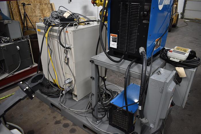 Used Yaskawa Motoman MA3100 Complete Robotic Welding Cell With Miller 450 and MH3100 positioner On Track