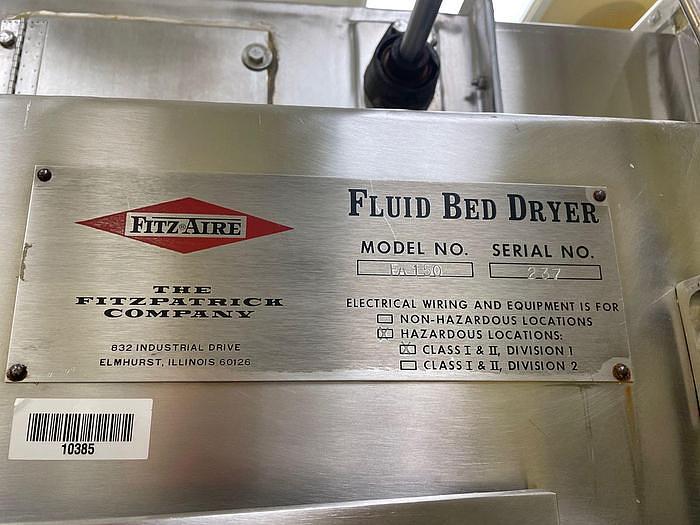 Used FITZPATRICK FA 150 FLUID BED DRYER #9877)