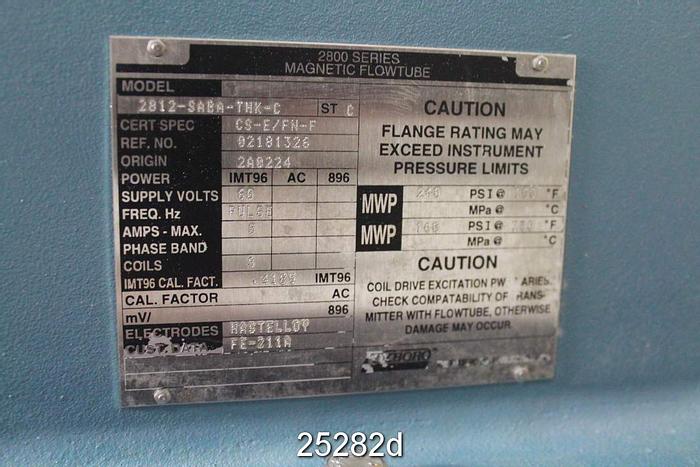 Used Foxboro 2012-SABA-THK-C Magnetic Flow Meter, 12" With Foxboro I/A Mag Expert Flow Transmitter, Imt96-Seadb10M-Ab. Software Version 1.07 #25282
