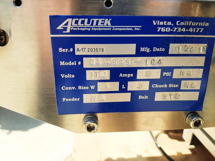 Used Labeler, Pressure Sensitive, Accutek, Mdl 24-SPS-104, Accumulation Tables #S744787