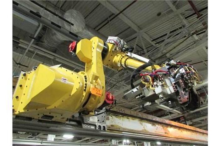 Used FANUC GANTRY ROBOT SYSTEM WITH M710iB/70T ROBOT 8' TALL X 10,200 MM TRAVEL RJ3iB CONTROLLER