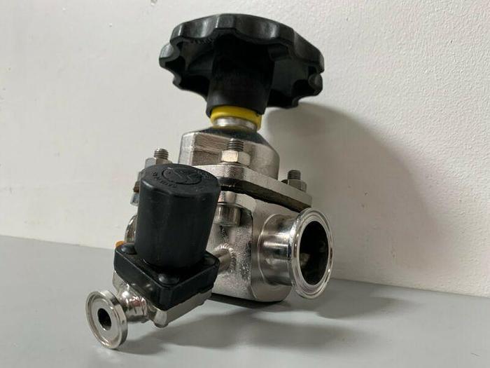 Used Crane Saunders Diaphragm Valve, 2 Valves w/ 1 1/2" & 1/2" Sanitary Fittings