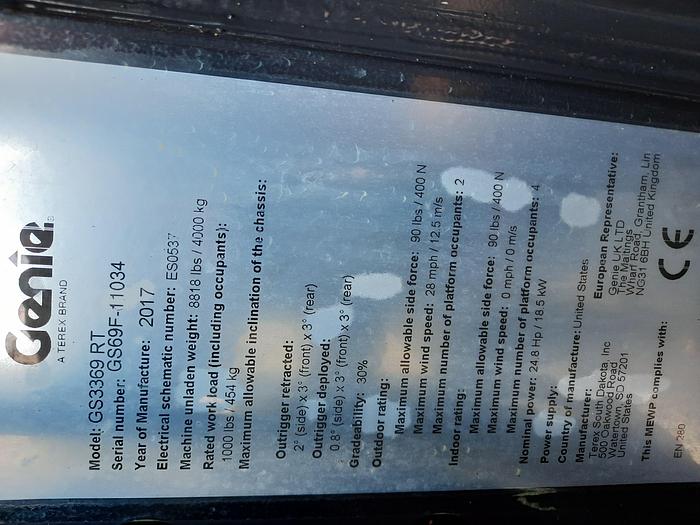 Used 2017 Genie GS3369RT