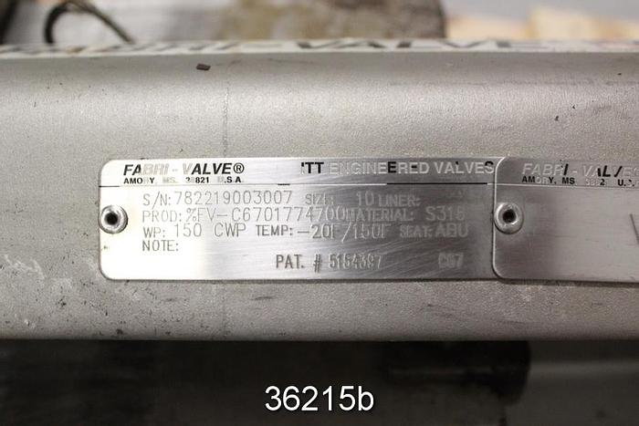 Used Fabri 10" Hand Operated Knife Gate Valve, FV-C6701774700 #36215