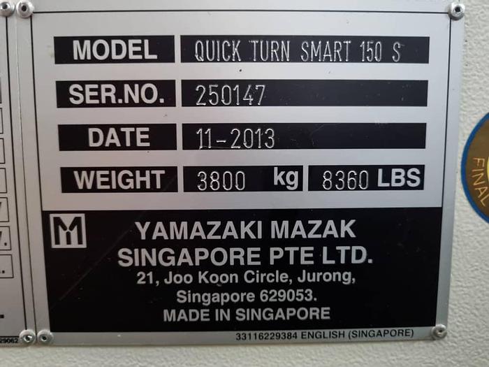 Used 2013 MAZAK QUICK TURN SMART 150S CNC TURNING LATHE MACHINE