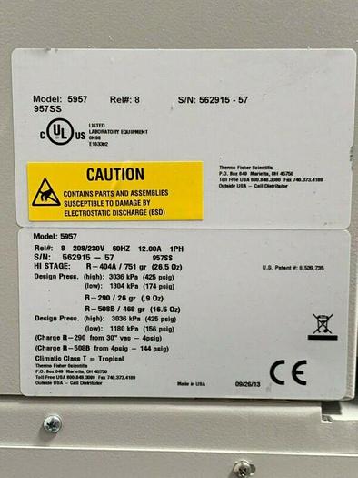 Used Thermo Scientific 5957 -86ºC Ultra Low Laboratory Freezer 23 Cu Ft 230V