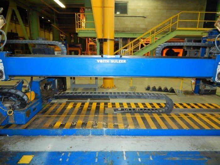 Used 150" VOITH SULZER ROLL WRAPPER 40 RPH 60" MAX DIAMETER