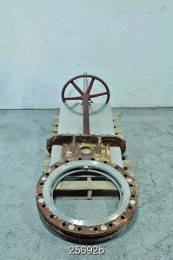 Used Rovalve  20"  Hand Operated Knife Gate Valve, Mild Steel Body, Stainless Steel Wetted Parts #25692