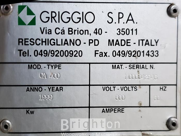 Used 1999 Griggio CA 400 used 10ft sliding table saw