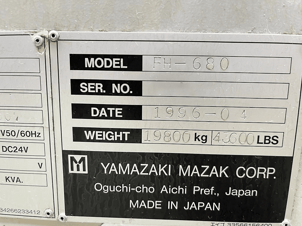 Used Mazak FH 680 - Horizontal Machining Center - 1996