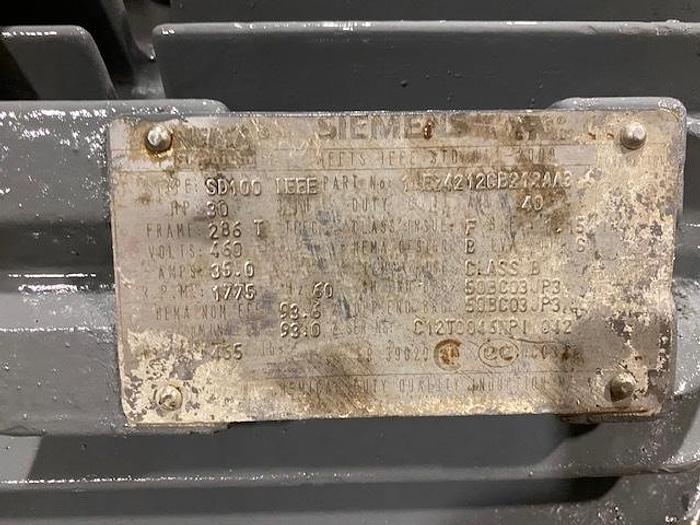 Used SIEMENS TYPE SB100 30 HP MOTOR460 VOLTS