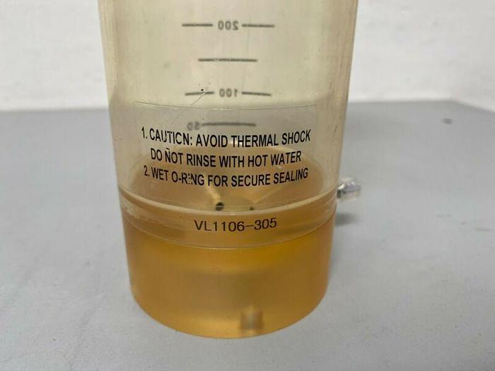 Used Acrylic 1000mL VL1106-305 Vessel w/ Multiple .25" Fittings