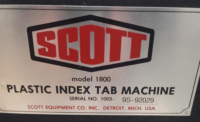 Used Scott 1800  Mylar Index Tab  Machine