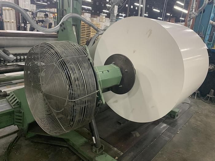 Used 72" WIDE POWELL SHAFTLESS FLOOR PICK UP UNWIND STAND - PENDING SALE