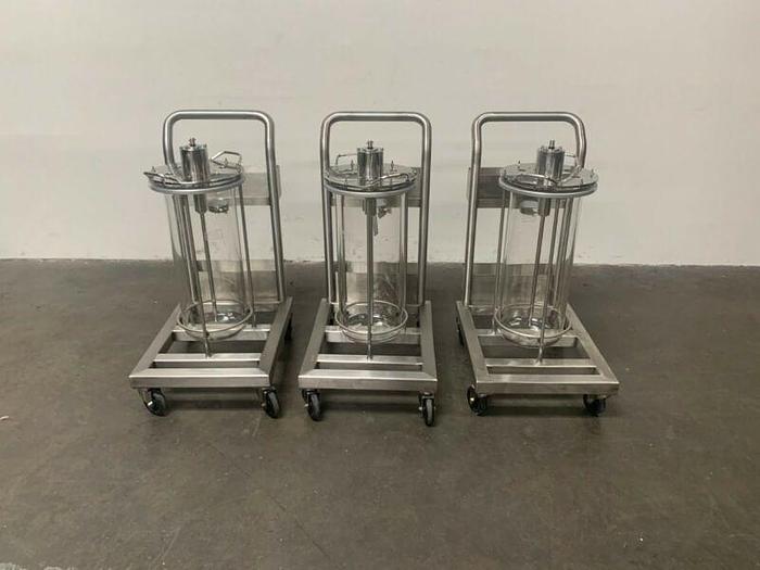 Used Applikon 30 Liter Glass Reactor w/ Stainless Steel Rolling Cart