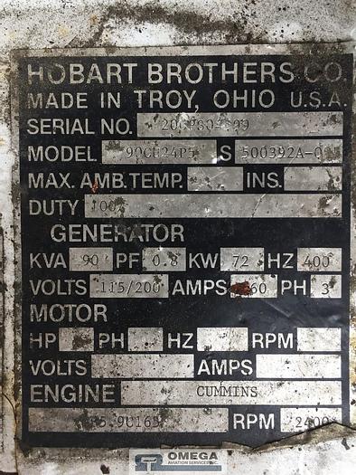 Used 2000 Hobart 90 KVA GPU