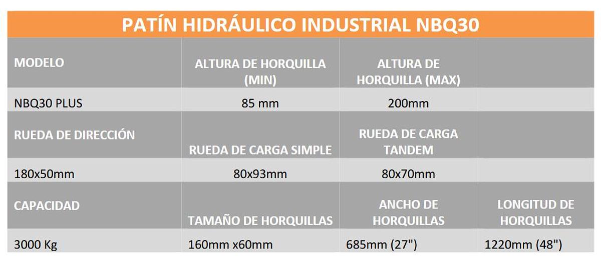 PATIN HIDRAULICO DE 3 TONELADAS NOBLEMAQ