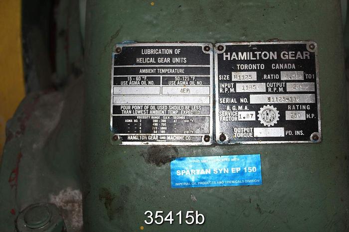 Used Hamilton H1125 Gear Reducer, 4.214/1 Ratio, 1185 Input RPM #35415