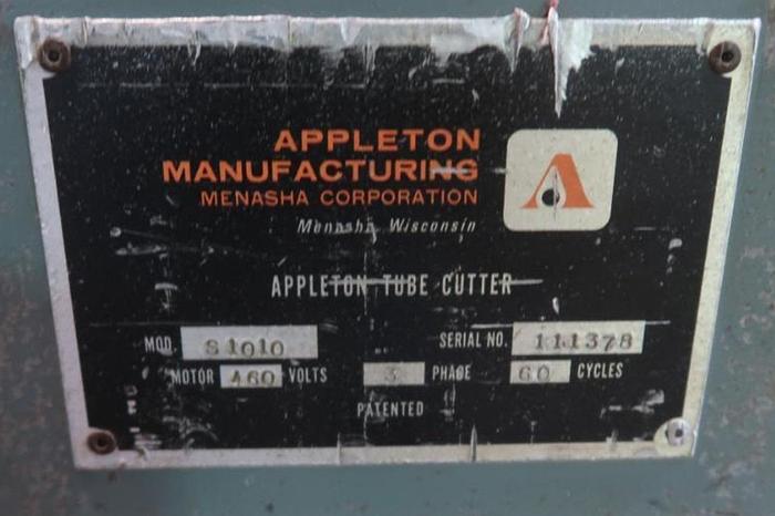 Used 90" APPLETON MODEL S 10 10 SEMI AUTOMATIC CORE CUTTER 6" DIAMETER SHAFT