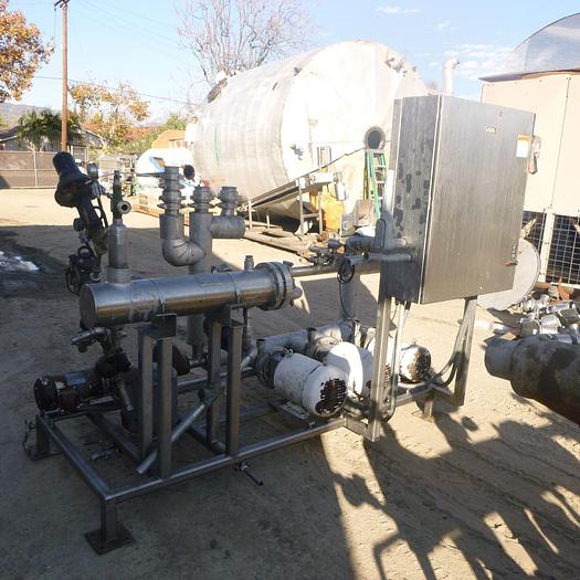 Used Heat Exchanger, Shell & Tube, S/st, Heat Transfer Pump Skid, (4) Pumps #S744939