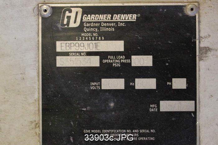 Used Gardner Denver Nash EBP99 JO1E Air Compressor #33903